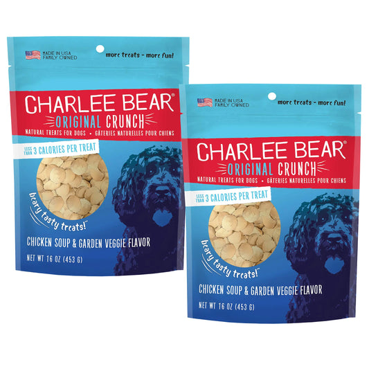 Charlee Bear Dog Treats Small Dogs Training Treats Crunchy Low Cal Dog Treats USA Puppy Training Treats (Chicken Soup & Garden Veggie) 16oz 2 Pack