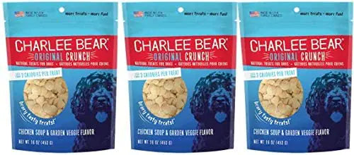 Charlee Bear Dog Treats Chicken Soup & Garden Veggie Flavor (3 Pack) 16 oz Each