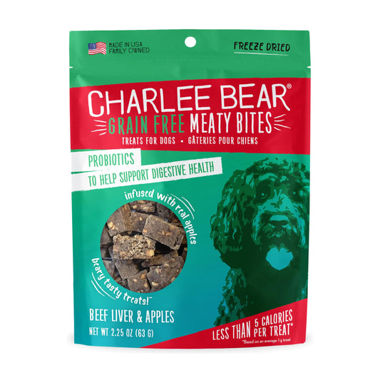 Charlee Bear Meaty Bites Dog Treats Beef Liver & Apples 2.5oz