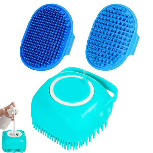 Petteamers 3PCS Dog Shampoo Brush | Dog Bath Brush | Dog Scrubber for Bath | Dog Bath Brush Scrubber | Dog Shower/Washing Brush