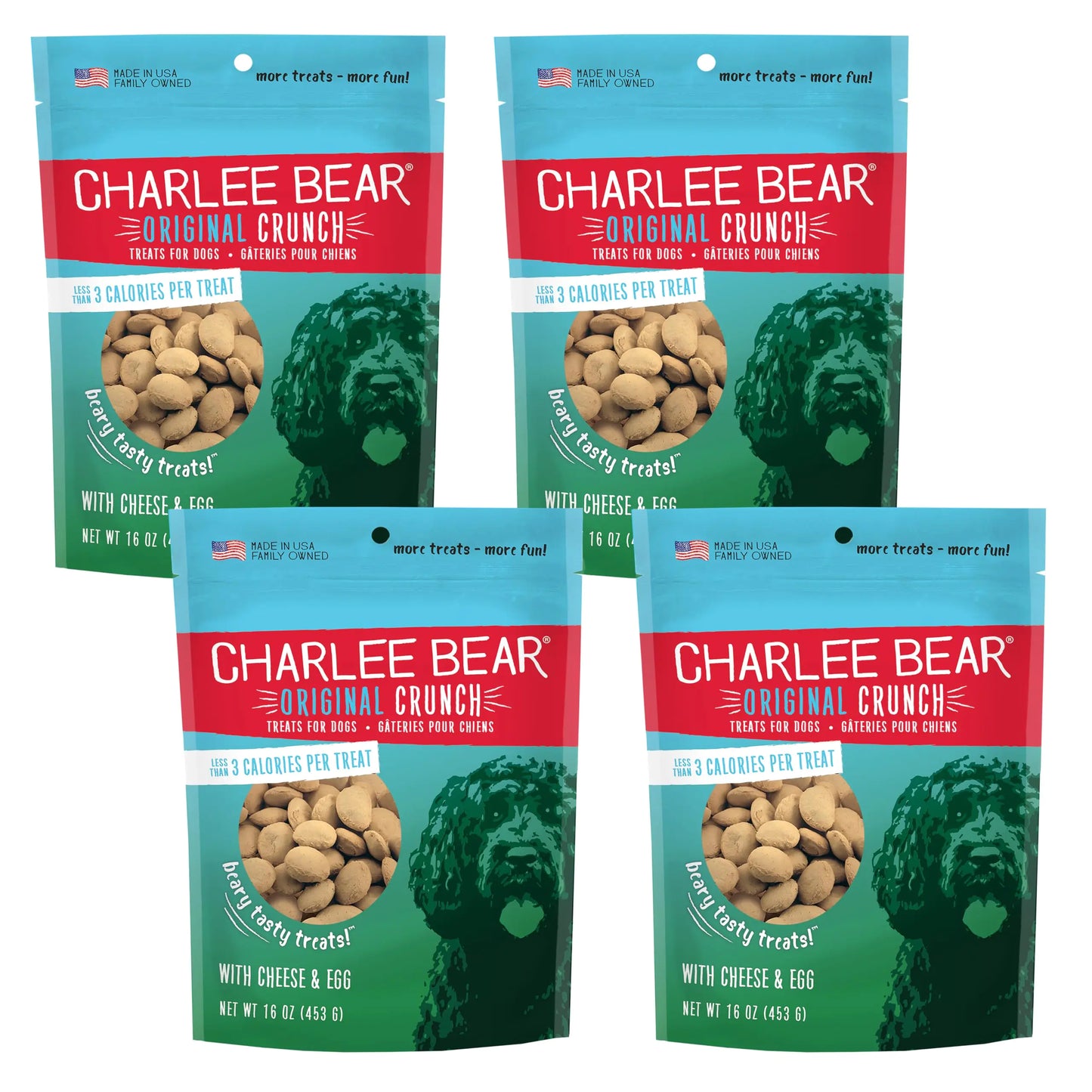 Charlee Bear Dog Treat 16-Ounce Cheese/Egg - 4 Pack