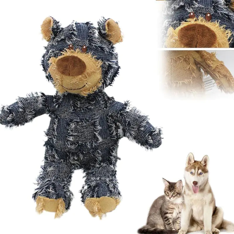 Lioatyo Indestructible Robust Bear 2024 New Indestructible Squeaky Dog Toys for Heavy Chewers Durable Squeaky Dog Toys Interactive Dog Toys for Large and Small Dogs (Blue)